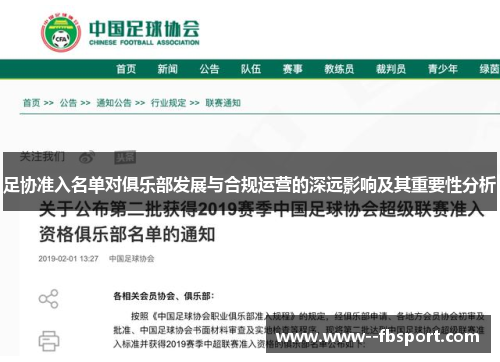 足协准入名单对俱乐部发展与合规运营的深远影响及其重要性分析 足协准入名单对俱乐部发展与合规运营的深远影响及其重要性分析